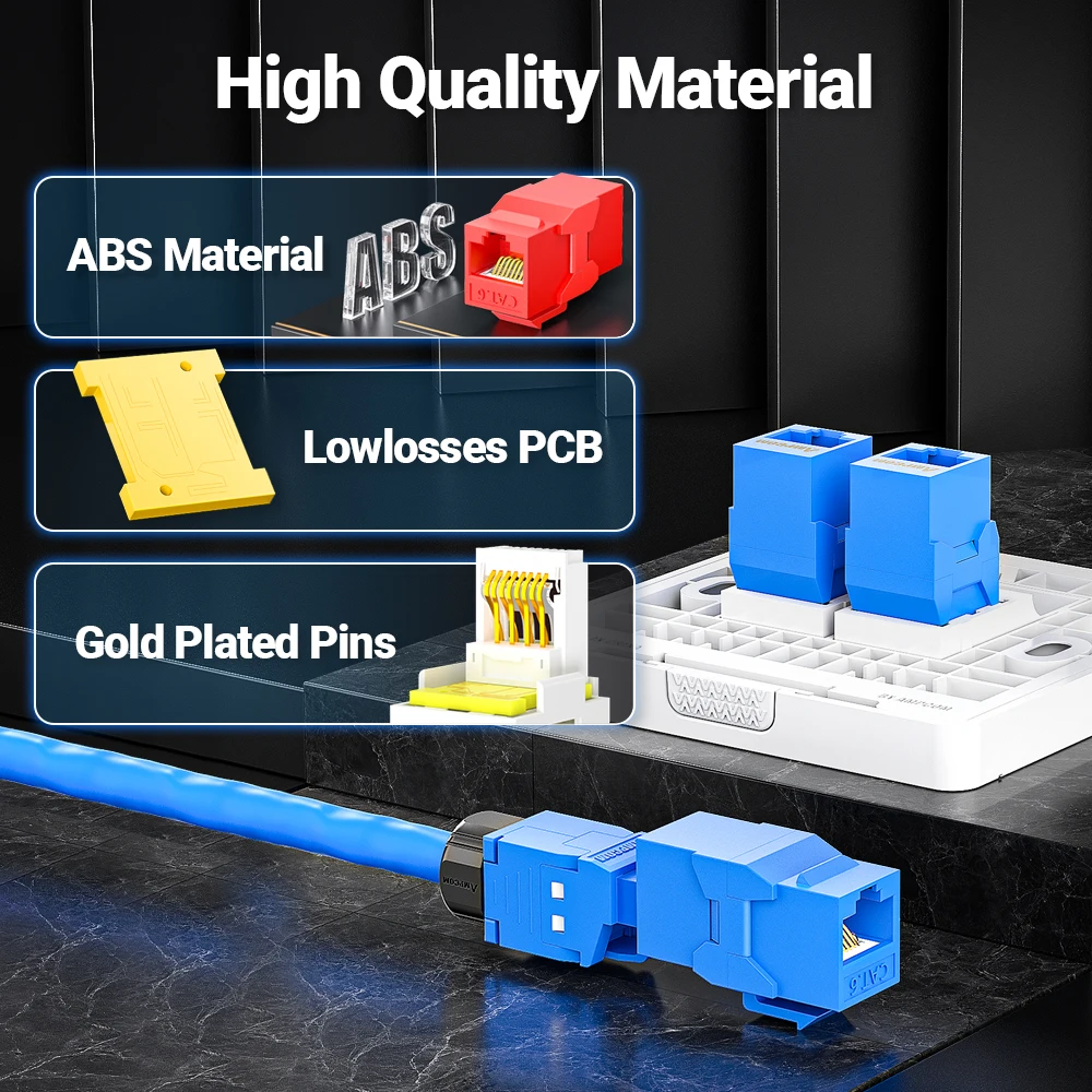 Acoplador inline cat6a rj45, acoplador keystone jack, ampcom rj45 cat6 cat5e acopladores adaptadores extensores de módulo keystone direto