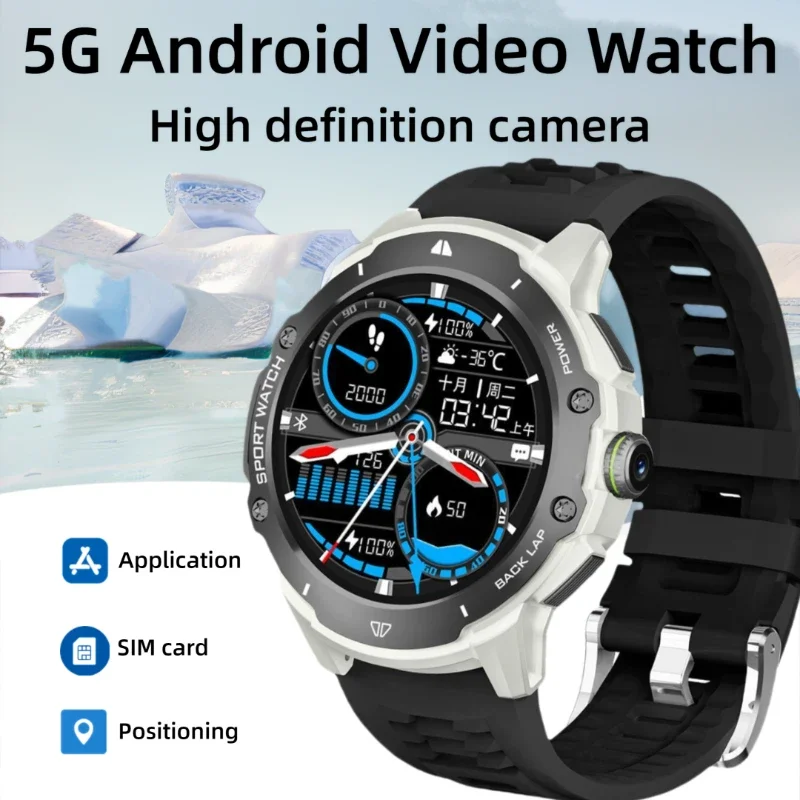 

4G Android Smartwatch: 1.43" AMOLED, Built-in Camera & GPS, WiFi, Heart Rate Monitor, 8GB+128GB for Men