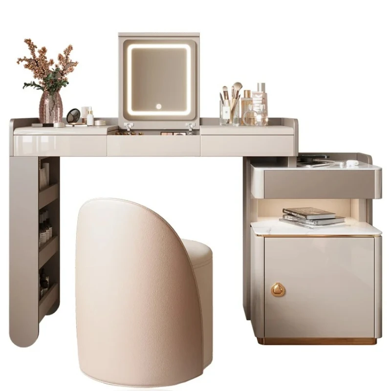 xx- Luxury Modern Makeup Vanities White Storage Bedside Study Dressing Table Makeup Chair Penteadeira Trendy Bedroom Furniture^