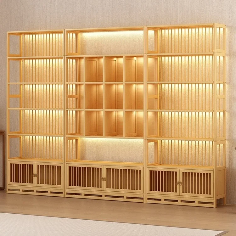 Chinese Bogu rack back strip tea display cabinet set rackroom background wall Wenwan rack Duobao Pavilion