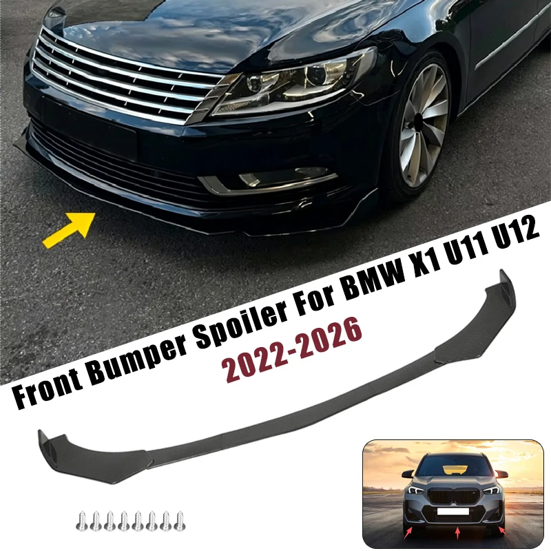 Sport Front Bumper Splitter Spoiler Lip For BMW X1 U11 U12 2022-2026 5Pcs Adjustable Sectional Car Exterior Tuning Body Kit