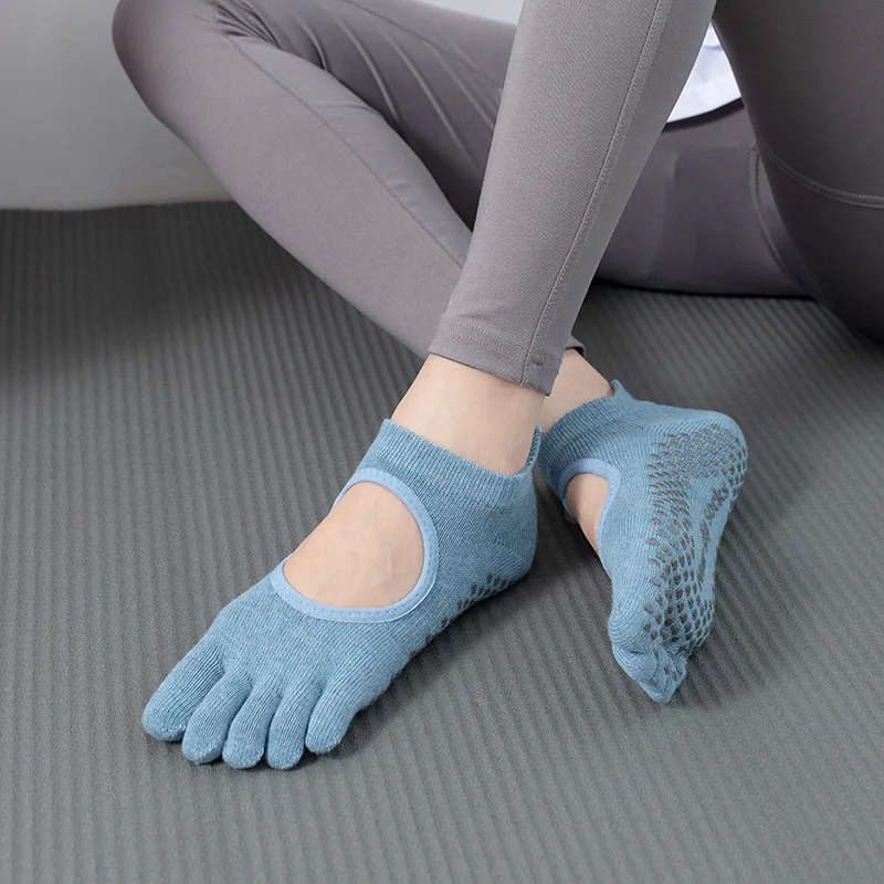 Backless Yoga Socks Non-Slip Sports Pilates Rope Skipping Socks Four Seasons Toesox Flat