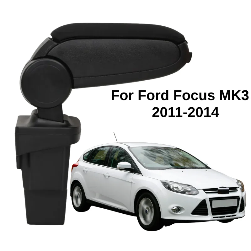 

For Ford Focus III MK3 2011-2014 Center Console Armrest Storage Box Black Leatherette / Fabric Car Interior Accessories