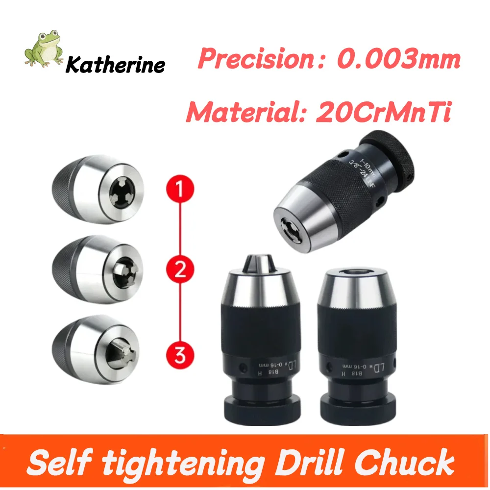 

B10 B12 B16 B18 B22 Drill Chuck 1/2 20unf Thread Drilling Chuck Self Tighten Automatic Locking Clamp 0.5-6 1-10 1-13mm 3/8-24UNF