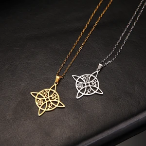 Skyrim Sihir Penyihir Simpul Kalung Wanita Stainless Steel Leher Rantai Valknut Triskelion Ankh Cross Pentacle Amulet Perhiasan 8 pesona ankh penjualan terbaik - №