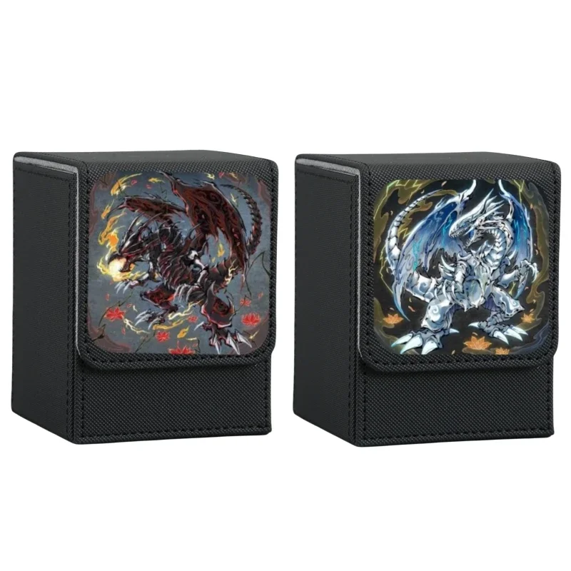 YuGiOh Blue-Eyes White Dragon Ink Painting Self Made Leather Card Storage Box Anime Classics Game Collection Cards Toy Gift