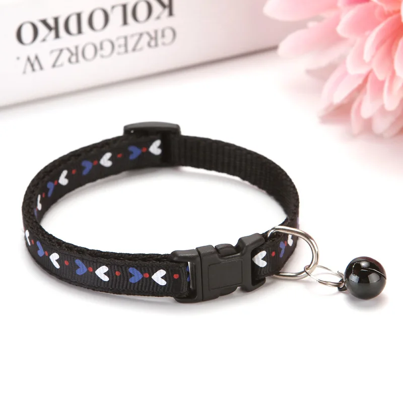 1pc Fashion Pet Dog Collar Colorful Pattern Heart Cute Bell Adjustable Collars For Dog Kitten Diy Small Animal Pet Accessories