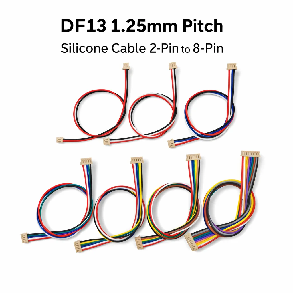 5PCS DF13 1.25mm Connector Cable 20cm for Pixhawk Navio2 APM 2.x Flight Controller 2Pin to 8Pin