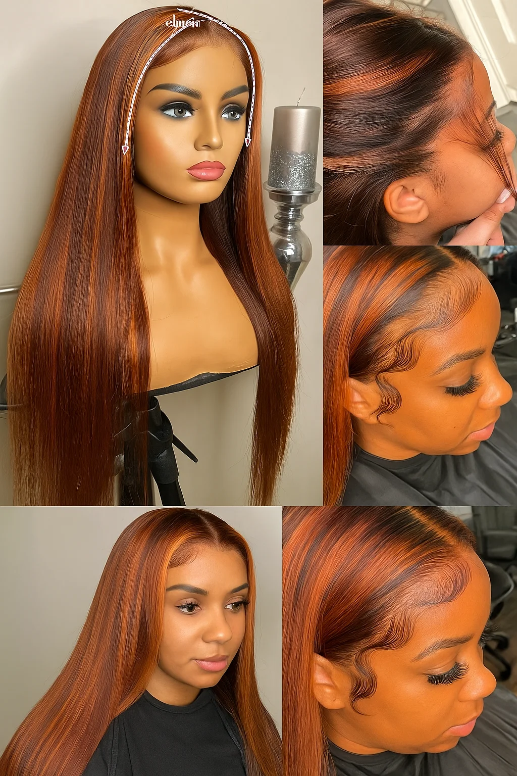 

Плотность 200, 5x5, прямые парики из кружева спереди, имбирь, оранжевый, коричневый, бразильские волосы, предварительно сорванные кружевные фронтальные парики для женщин