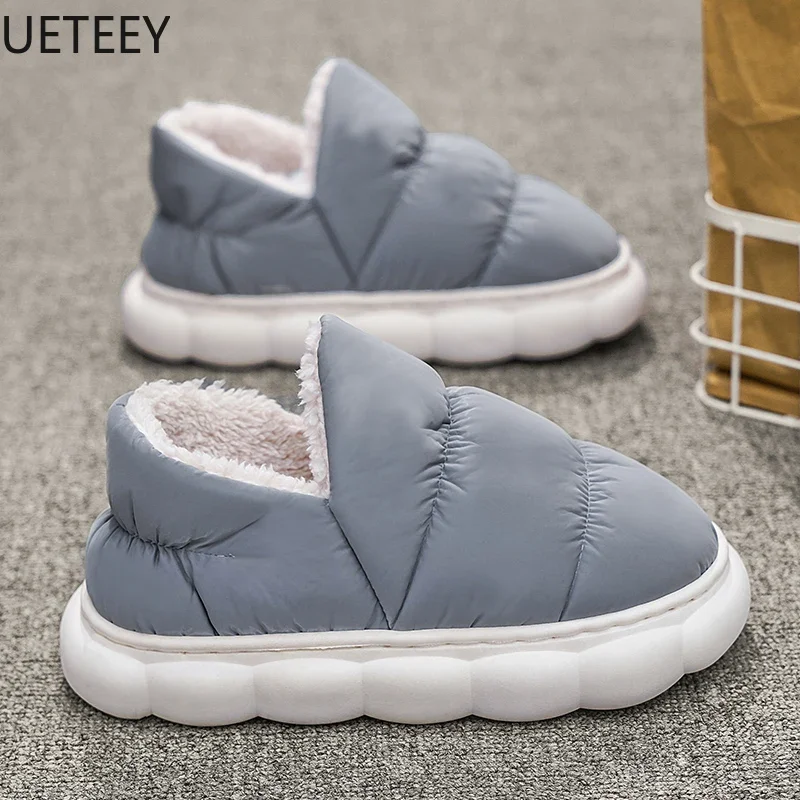 Couple Slippers Booties for Men Thickening Slip-on Outdoor Hard-wearing UETEEY Thick Bottom Fashion Home Cotton Shoe New Style