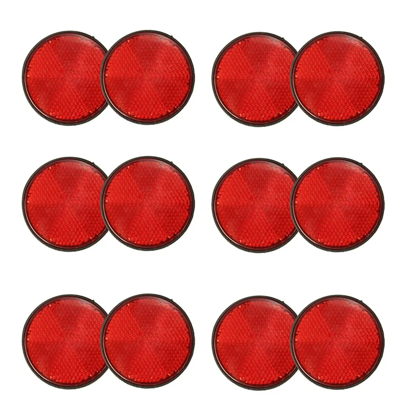 12Pcs Round Red Reflector Universal For Motorcycle ATV 5.6 X 0.8Cm