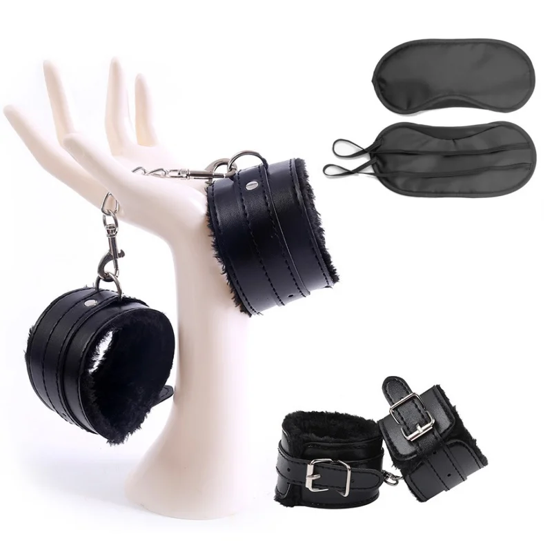 2Pcs PU Leather Erotic Handcuffs With Eye Mask Bdsm Sex Toys For Couples Adult Games Slave Bondage Restraints Exotic Accessories