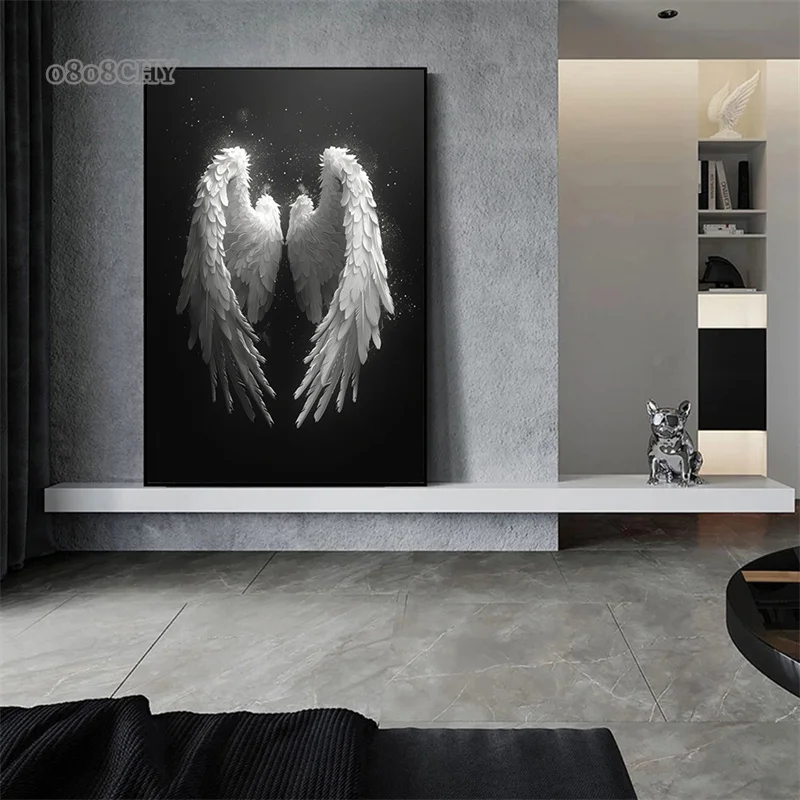 Beautiful White Angel Wings Canvas Painting Modern HD Prints Poster Fashion Wings Wall Art Pictures for Living Room Home Decor