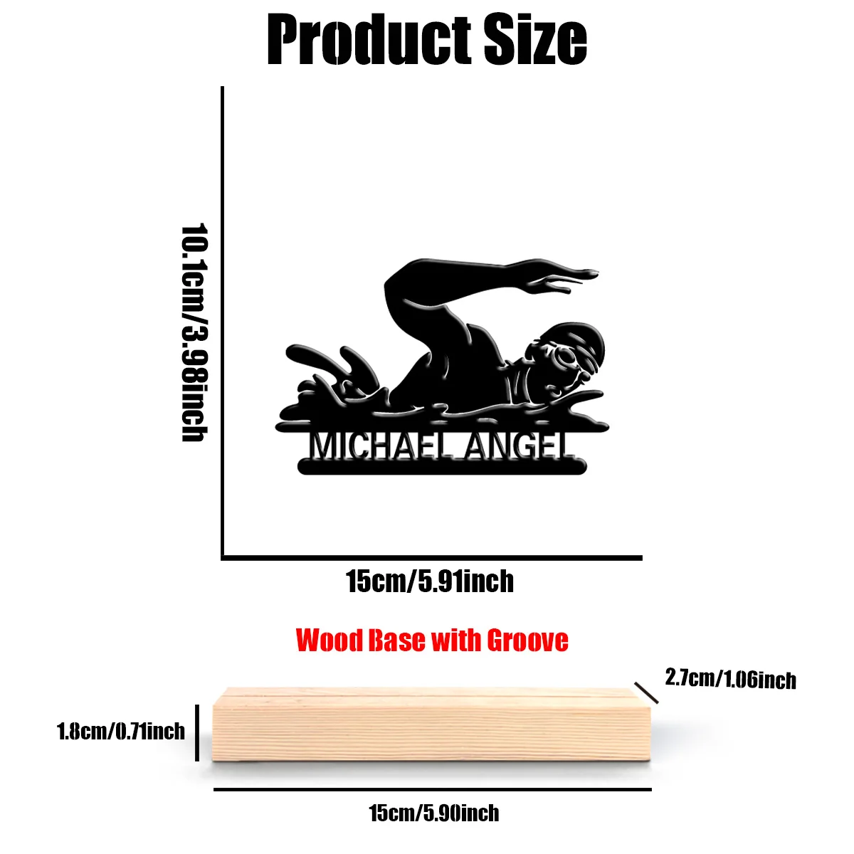 1 قطعة تماثيل معدنية مخصصة للسباحة على الموضة فن معدني مع قاعدة خشبية مثالية لغرف النوم والهدايا الرجالية وأعياد الميلاد والكري #3
