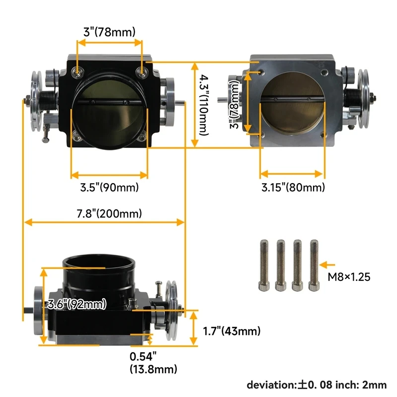 

Aluminum 80mm Alloy CNC Billet Intake Throttle Body High Flow Universal