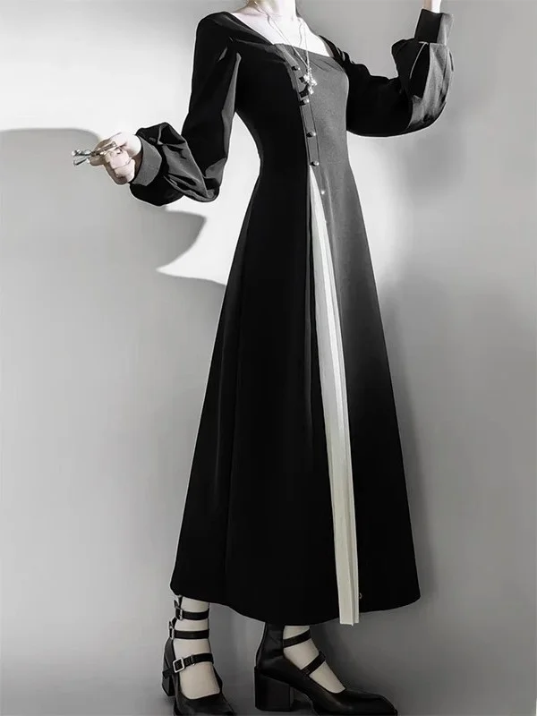 Gothic Black White Nun Style Lolita Skirt Elegant Long Dress Daily Cosplay Costume for Women Summer New Arrival Hanfu Set