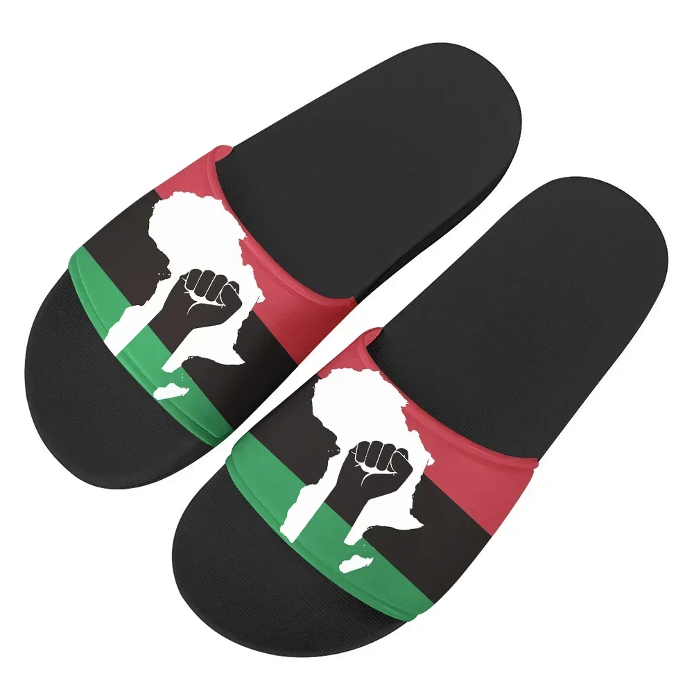

Pan African UNIA Flag Printing Summer Home Slippers Couple Shoes Indoor Non-slip Badslippers Lovers Beach Sandals