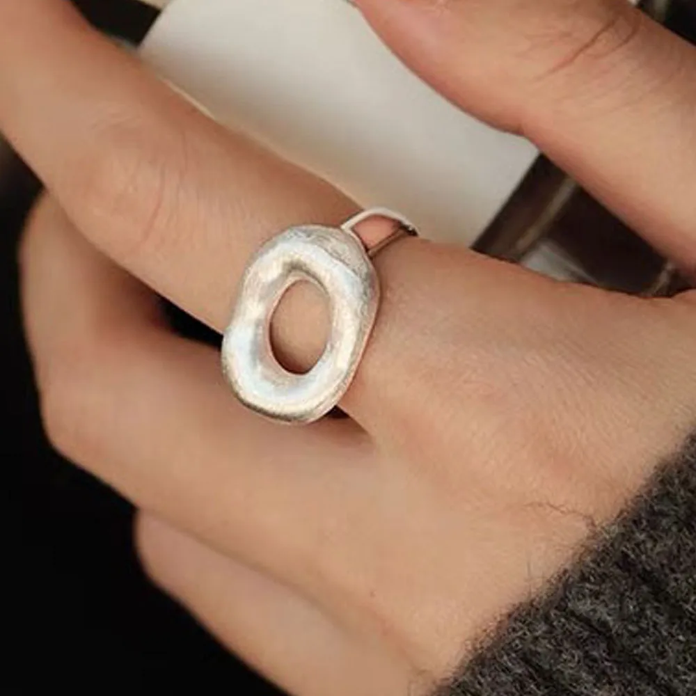 Women's Handmade Irregular Strip 925 Sterling Silver Ring
