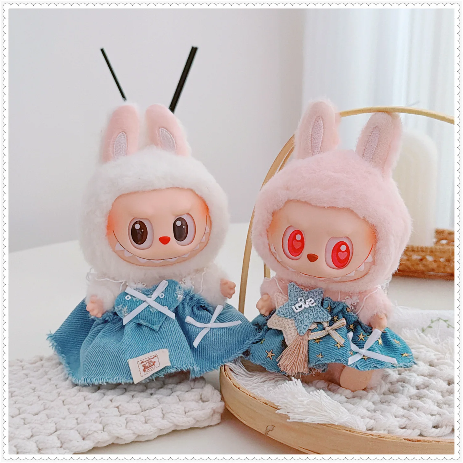 

10-17 см Kawaii Labubu одежда мультяшная джинсовая юбка идол кукла одежда аксессуары игрушки для девочек подарки аниме игровая периферия