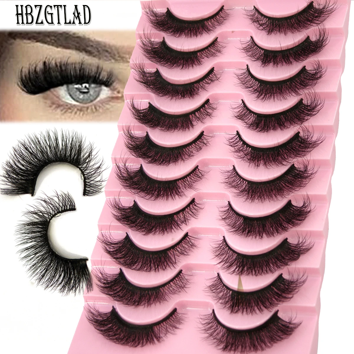 HBZGTLAD neue 10 Paar Nerzfell natürliche flauschige falsche Wimpern dicker Stil dramatisches Nerzfell Großhandel Manga Katzenauge