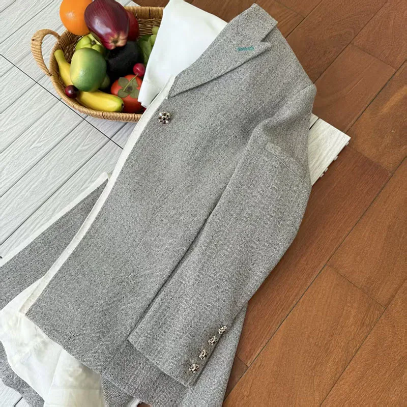 2026, New Arrival, Women's Twill Blazer, Fashionable Retro Classic Color-Block Jacket, High-Quality Versatile Blazer, Y2K