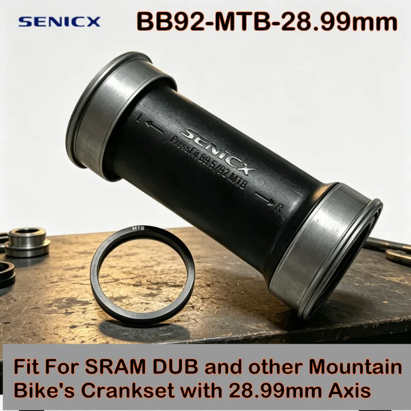 

SENICX BB92 Bicycle Bottom Bracket Press-Fit for Mountain Bike Crankset 28.99mm Axis Dub Steel Bearing MTB Parts Center Shaft