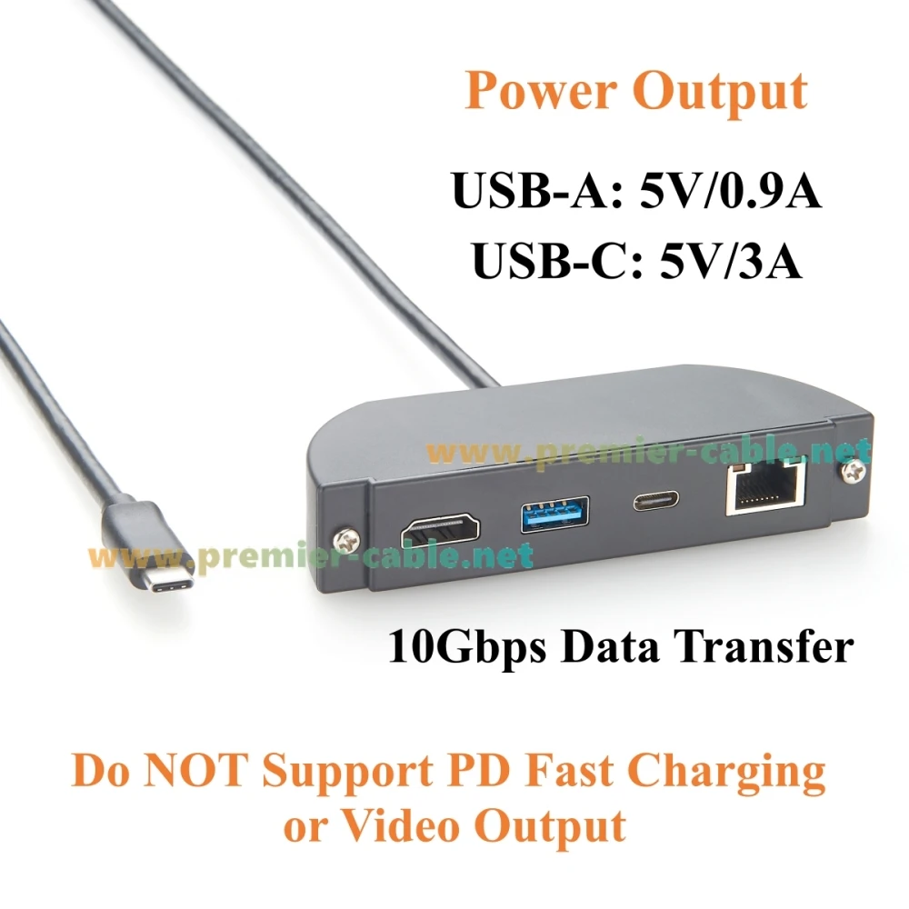 Schraubbare USB-C-Hub-Einbauleiste, 4-in-1 Multiport-Adapter mit 4K@60Hz HDMI, Gigabit Ethernet, 10Gbps USB-C & USB-A Datenanschlüssen – Detail 4
