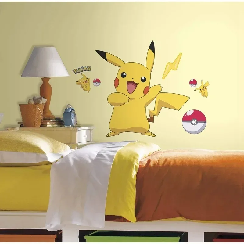 New Pokemon Anime Figure Sticker Pikachu Wall Stickers Children Bedroom Kindergarten Wallpaper Deco PVC DIY Stickers Toys