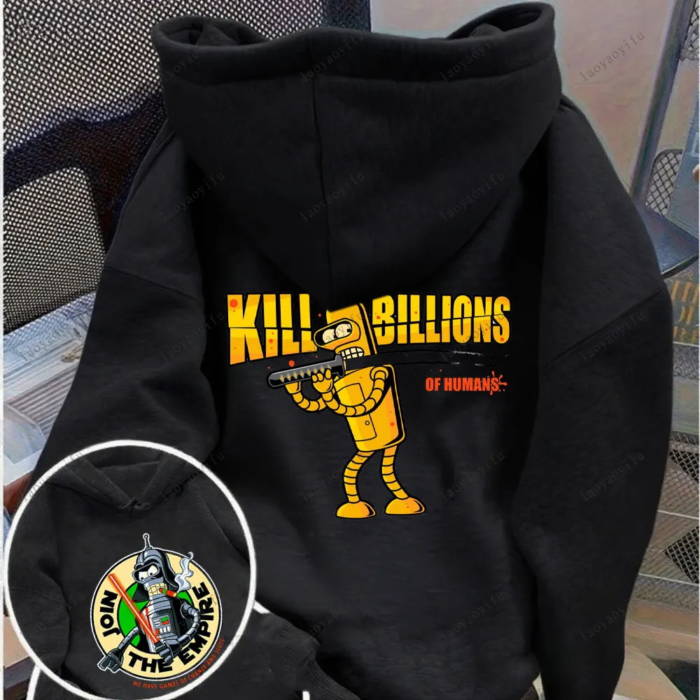 Futurama Hoodie Funny Robots Men Hoodie Cartoon Pullover Street Fashion Streetwear Casual Winter Style Long Sleeve Pullover