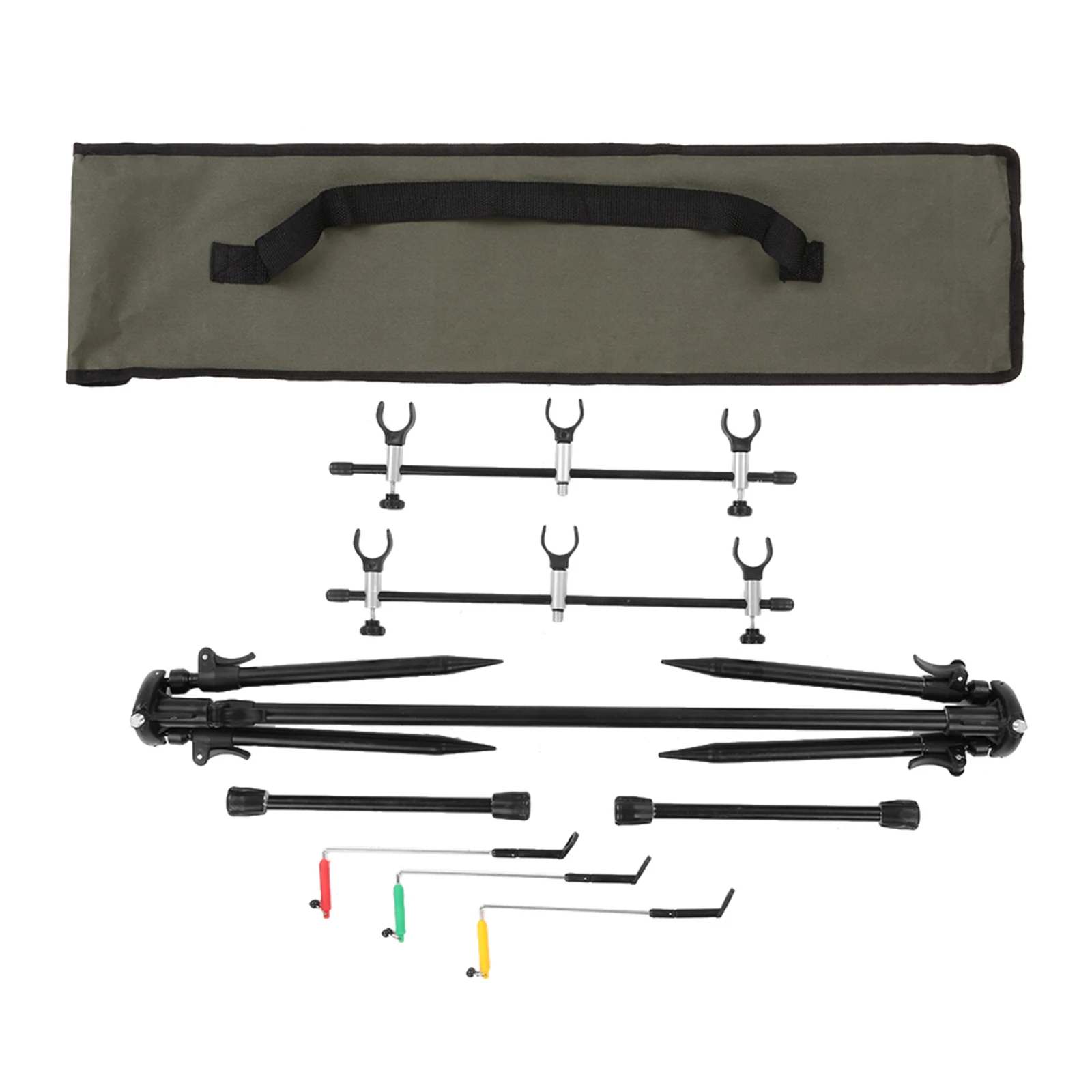 Lixada Adjustable Retractable Carp Fishing Rod Pod Pole Stand Holder Tackle with Fishing Bite Alarms Swingers Indicator Tools