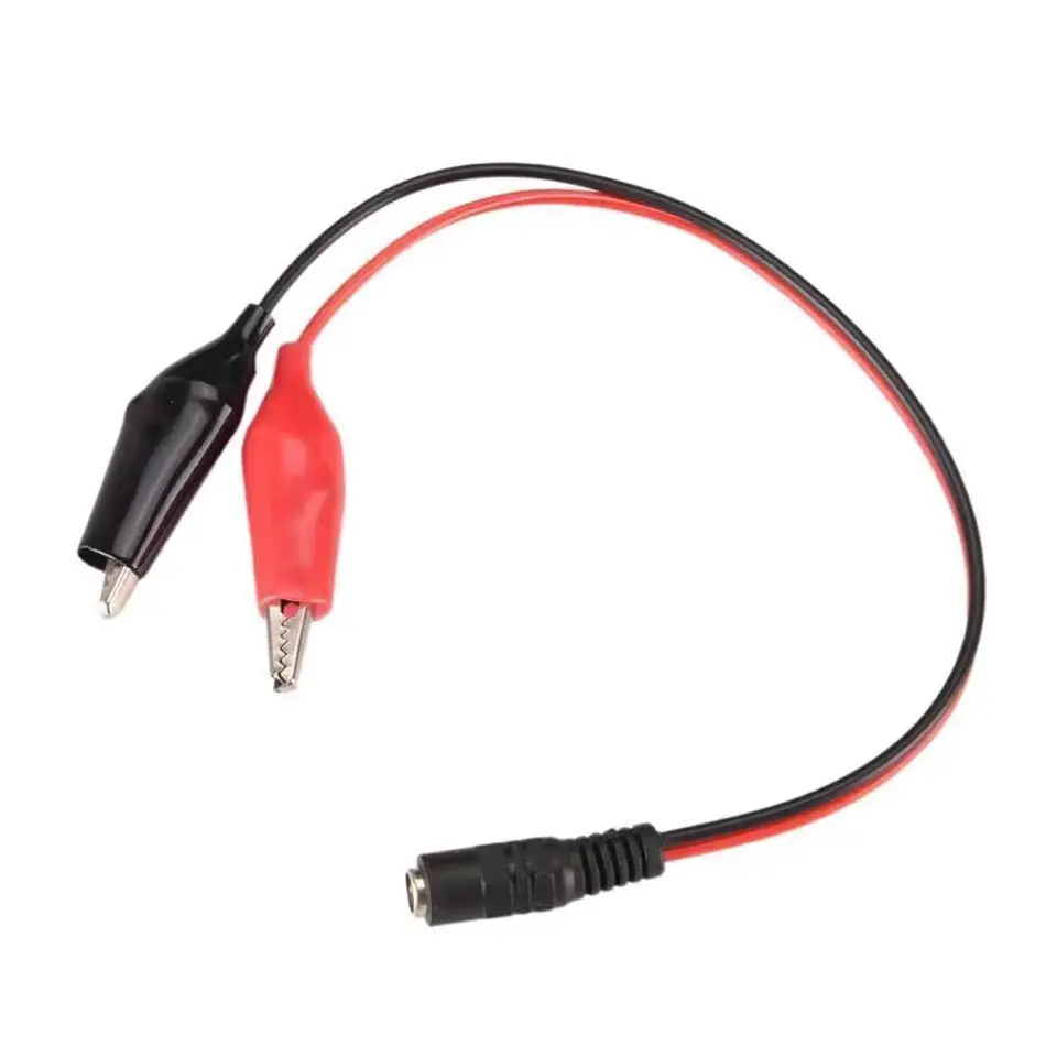 1PC 2 Alligator clip to 1 Male DC Power Plug Connector Adapter 20cm Wire DC 5.5*2.1mm Red Black Clips Crocodile Test Leads