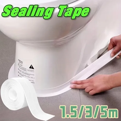 Tira de sellado impermeable de 5m, cinta autoadhesiva de PVC a prueba de moho, fregadero de cocina, estufa, grietas, masilla, tira de esquina de inodoro, suministro de baño