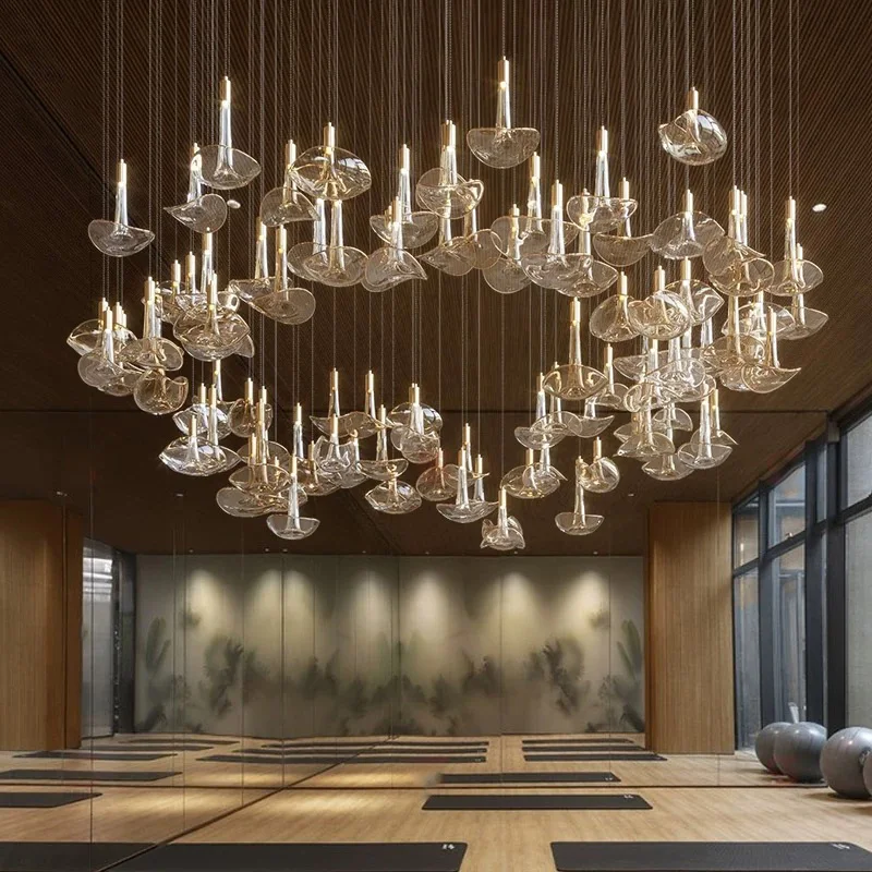 Luxury American Amber Glass Chandelier, Metal & Glass Dimmable Lustre Pendant Lamp for Living Room, Dining Room and Villa