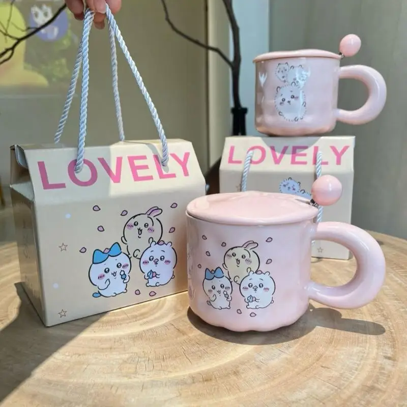 

Kawaii Miniso Chiikawa Tea Cup Usagi Hachiware Anime Girls High Beauty Water Cup with Lid Gift Box Best Friend Birthday Gift