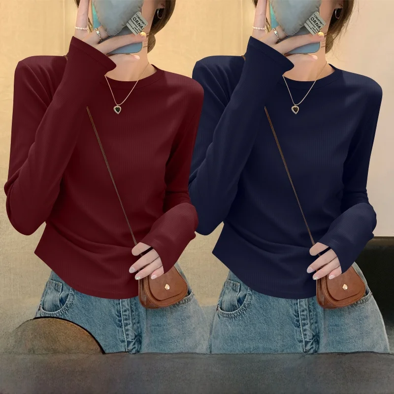 

Облегающая длинная футболка Sve, женская весенне-осенняя новинка, одинарная одежда, утягивающая талия, основа для похудения, внутренняя одежда, топ