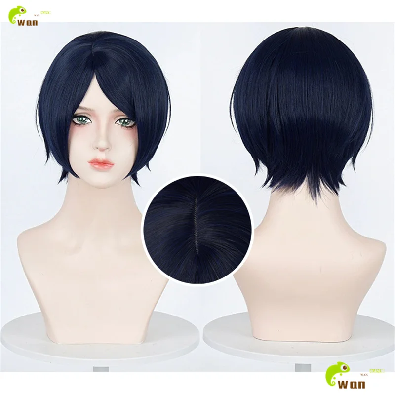 

P5 Yusuke Kitagawa Cosplay Wig 25cm Short Dark Blue Wigs For Fox Men Halloween Cosplay Anime Wig Heat Resistant Synthetic Hair