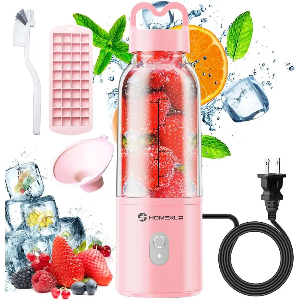 Portable Personal Blender 17 OZ/500 ML Juicer, 175W, Ideal for Smoothies, Ice Blending, Juicing, and Food Processing, Compact, C
