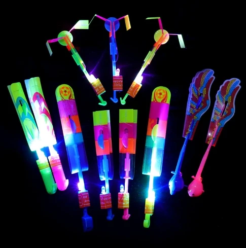 

Amazing Light Toy Arrow Rocket Helicopter Flying Toy LED Light Toys Party Fun Gift Rubber Band Catapult