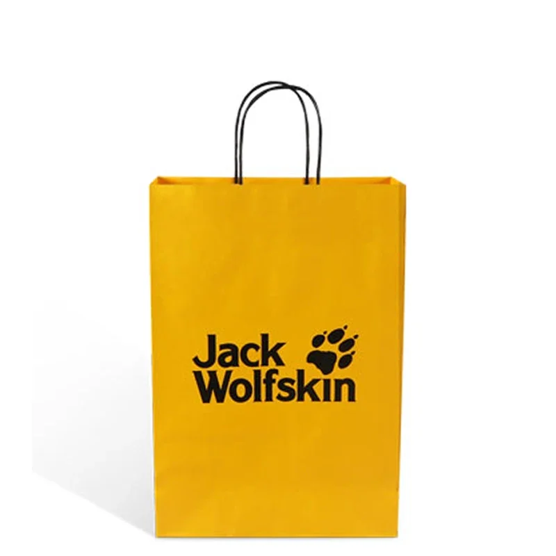 wholesale color paper bag custom logo Greyboard Skincare Packaging yellow color kraft carry bag +black logo printing