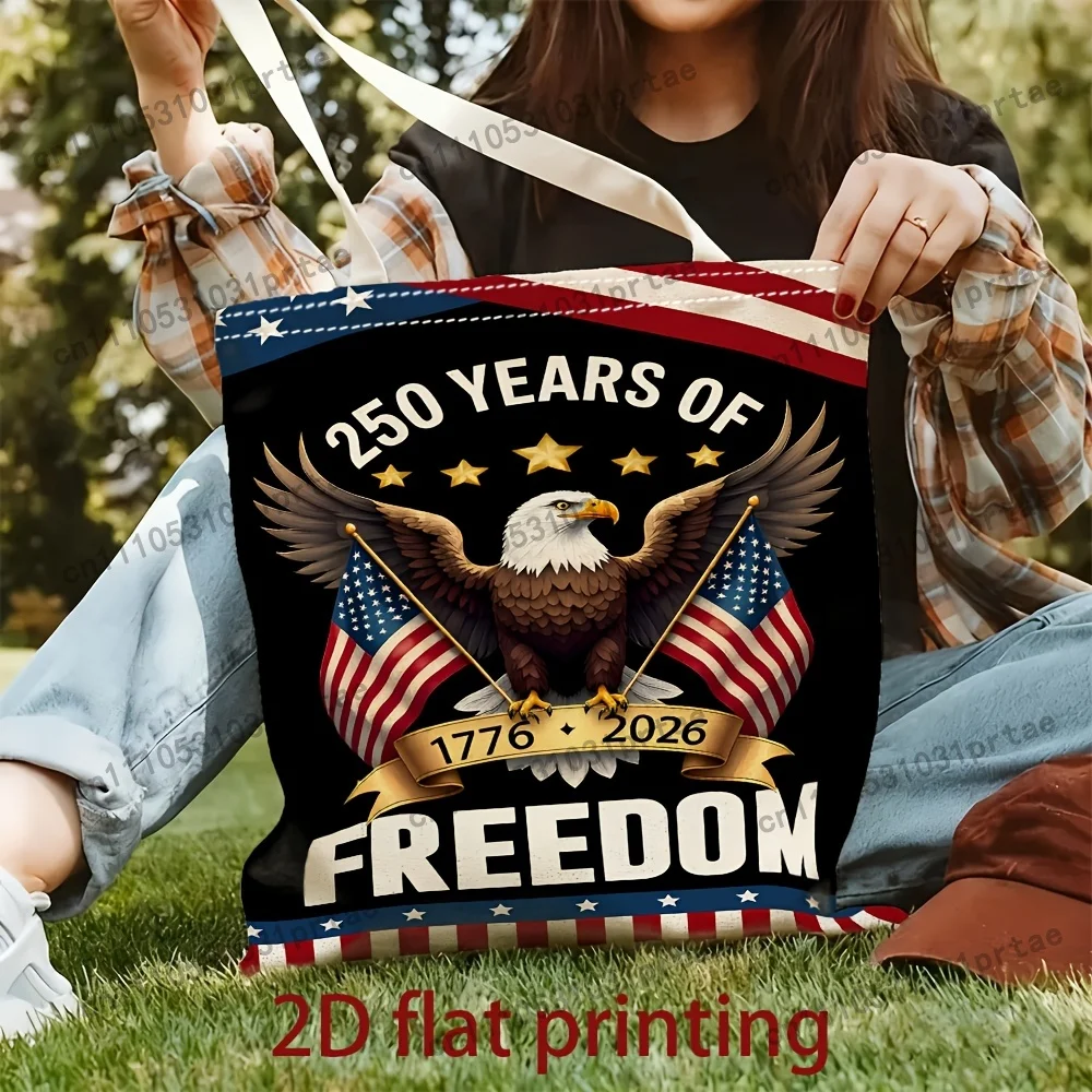 Men'S Canvas Tote Bag - 1 Pack Unisex, 2D Flat US 250Th Anniversary Eagle Print - US Independence Day Outing Commuter Canvas Bag