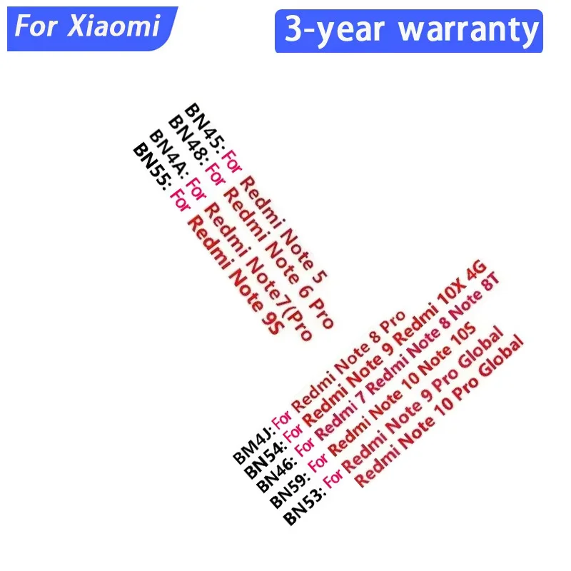 2026 Years BN53 BN55 Battery For Xiaomi Redmi Note 7 10X Note9 Note10 Note 5 6 8 8T 9 9S 10 10S Pro Batteries BN59 BM4J BN4A