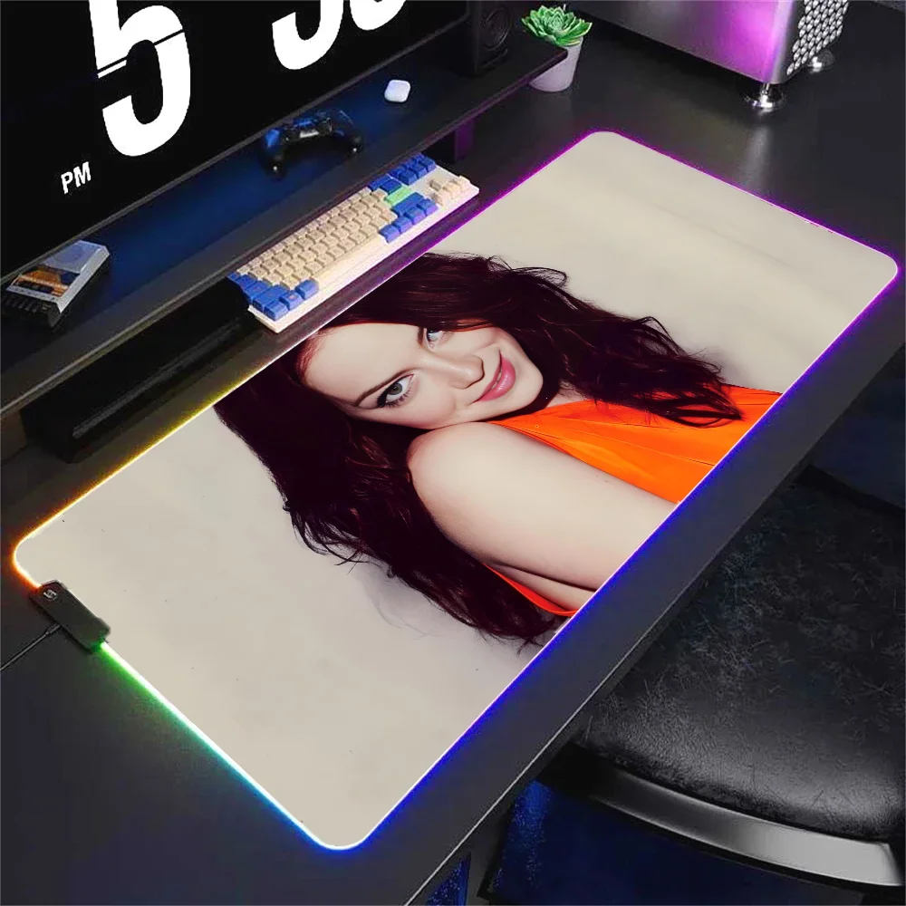 movie E-Emma Stone  Mousepad XXL RGB Gaming Mouse Pads HD Black Gamer Accessories Large LED