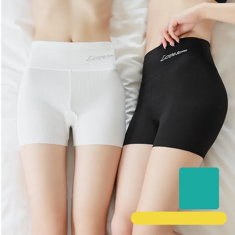 Ice Silk Safety Pants for Women Summer Thin Anti-Peep Underwear 2-in-1 Wearable Tummy Control Seamless Shorts