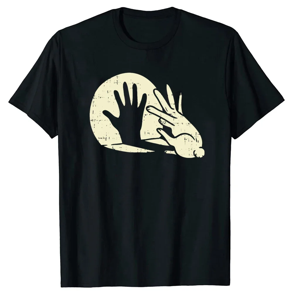 Funny Rabbit T Shirt Animal Bunny Lover Shadow Play Pun Tee Tops Round Neck Fashion Tshirt Clothing Casual Basic T-shirts