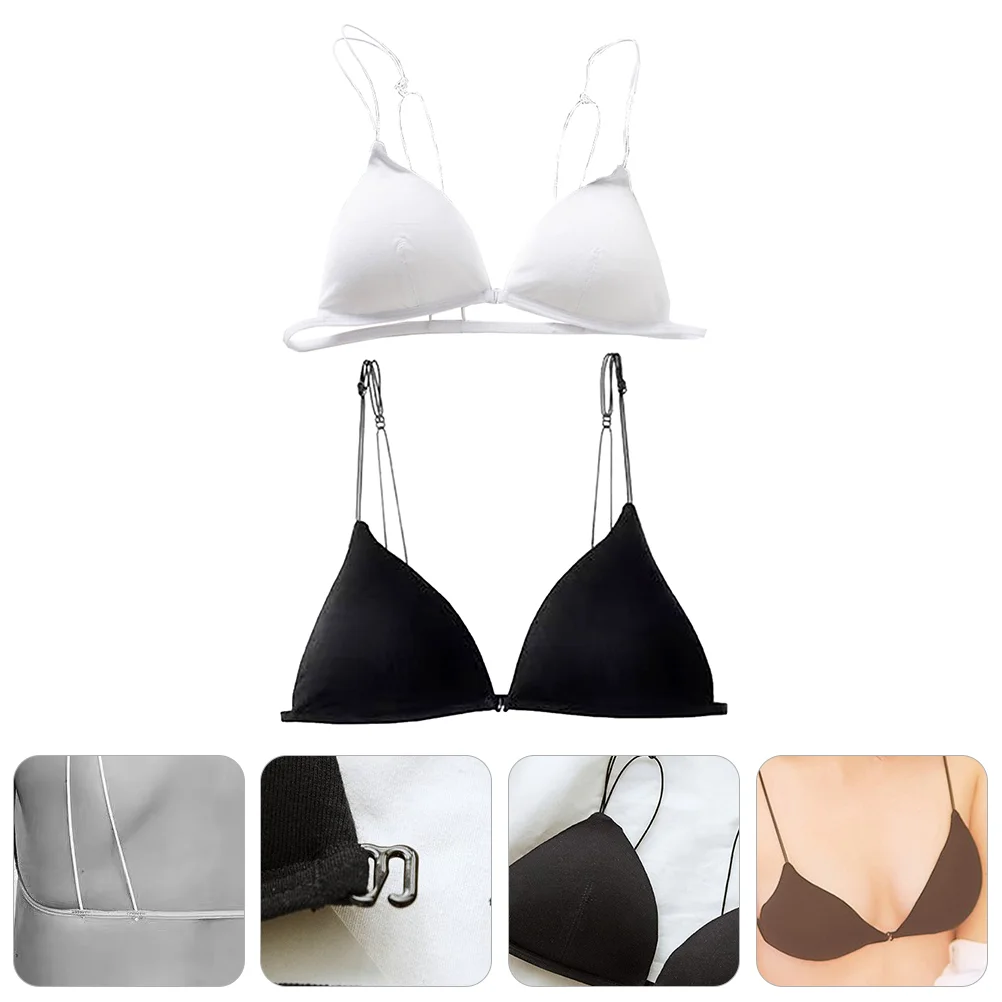 

2 Pcs Beautiful Back Wrap Chest Cotton Bras Women Seamless Triangle Bralettes Woman Sleep Detachable French