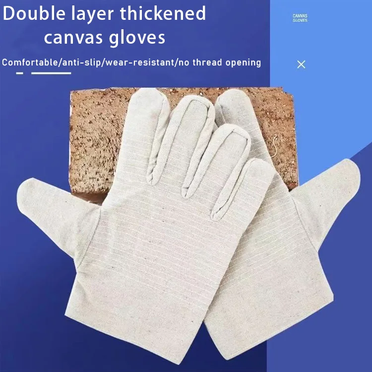 

Anti - Slip Abrasion - Resistant Double - Layer Thickened Canvas Gloves No - Unraveling Comfortable for Industrial Mechanical
