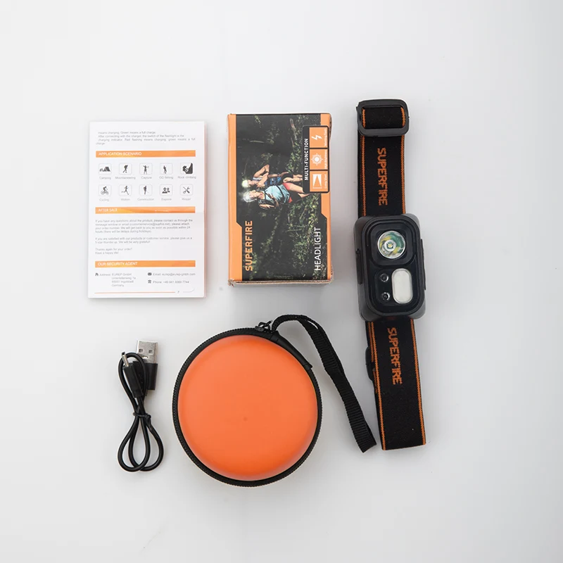 SUPERFIRE Mini Leistungsstarke Wandern Camping Scheinwerfer USB C Wiederaufladbare Kopf Licht LED Sensor Scheinwerfer Front Kopf Lampe Für Arbeiten – Detail 8
