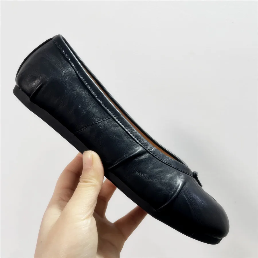 Split Toe Women Ballet Flats Fashion Tabi Shoes Casual Slip-on Loafers Ladies Pleated  Leather Espadrilles Zapatillas Mujer image 3