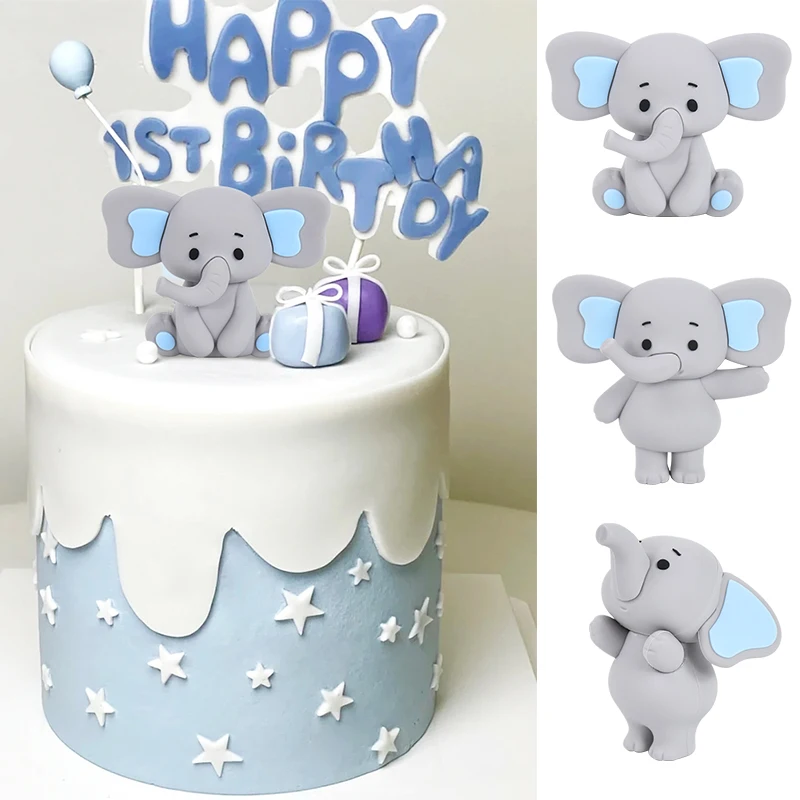 

1Pc Calf Elephant Cake Topper Cartoon Animal Cake Decor Happy Birthday Party Decoration Kids Gift Baby Shower Supplies