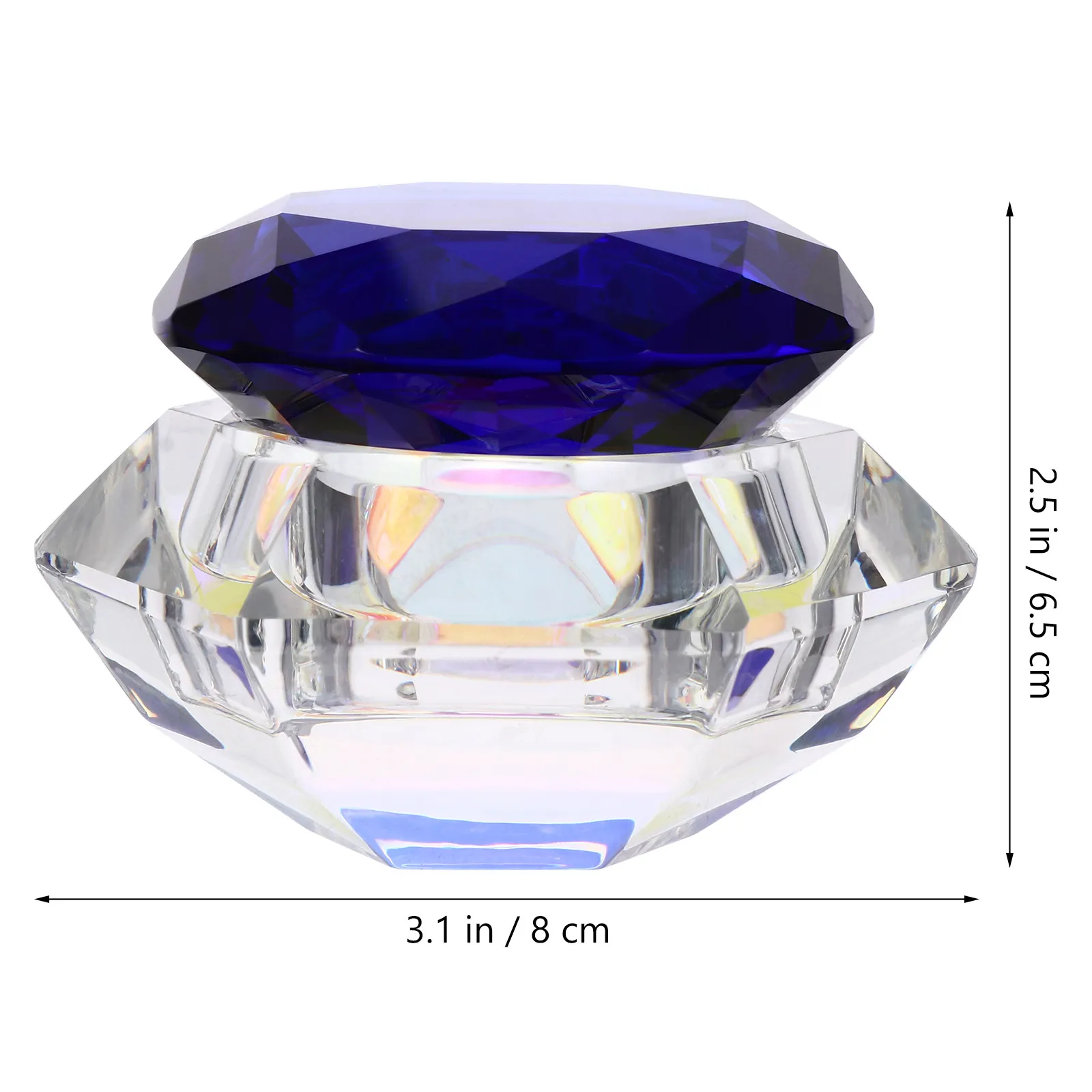Leak Proof Diamond Shape Crystal Glass Jar Wide Mouth Easy Fill Dispense for Nail Art Manicure Cosmetics Lip Gloss Face Cream